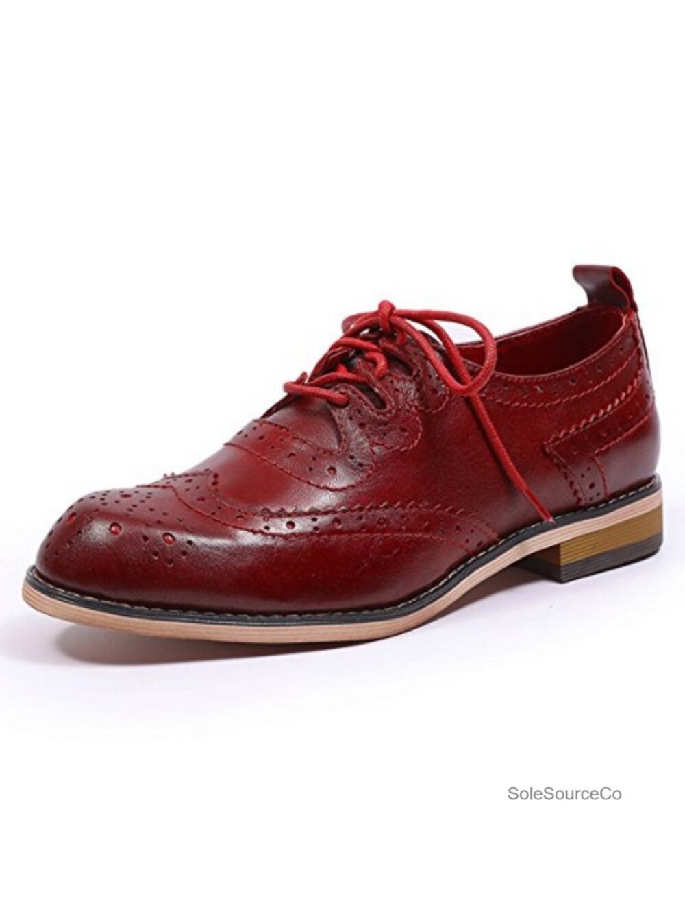 Womens Wingtip Oxfords Lace Up Brogue Leather Shoes